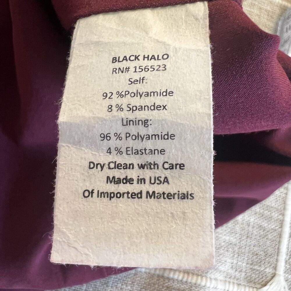 Black Halo Vintea Sheath Dress Plum Merlot Purple Metallic Cocktail Women’s 2 - Picture 12 of 16